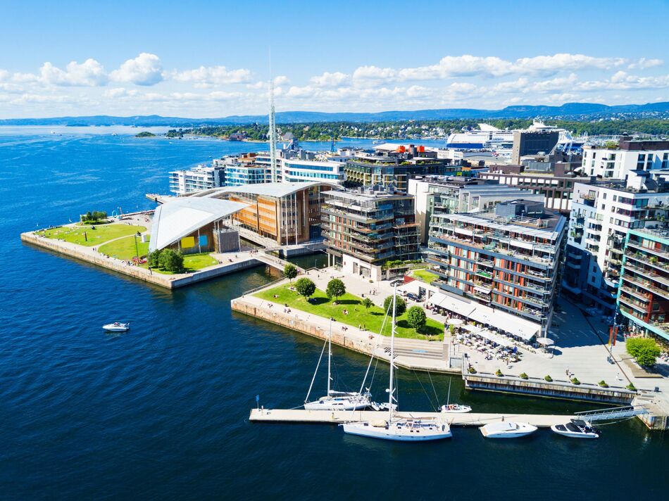 Vue aérienne Aker Brygge, Oslo