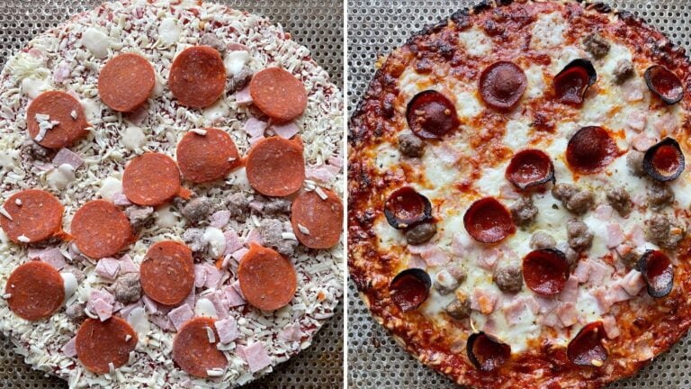 Grandiosa Pizza Frozen et cuite. Photo: David Nikel.