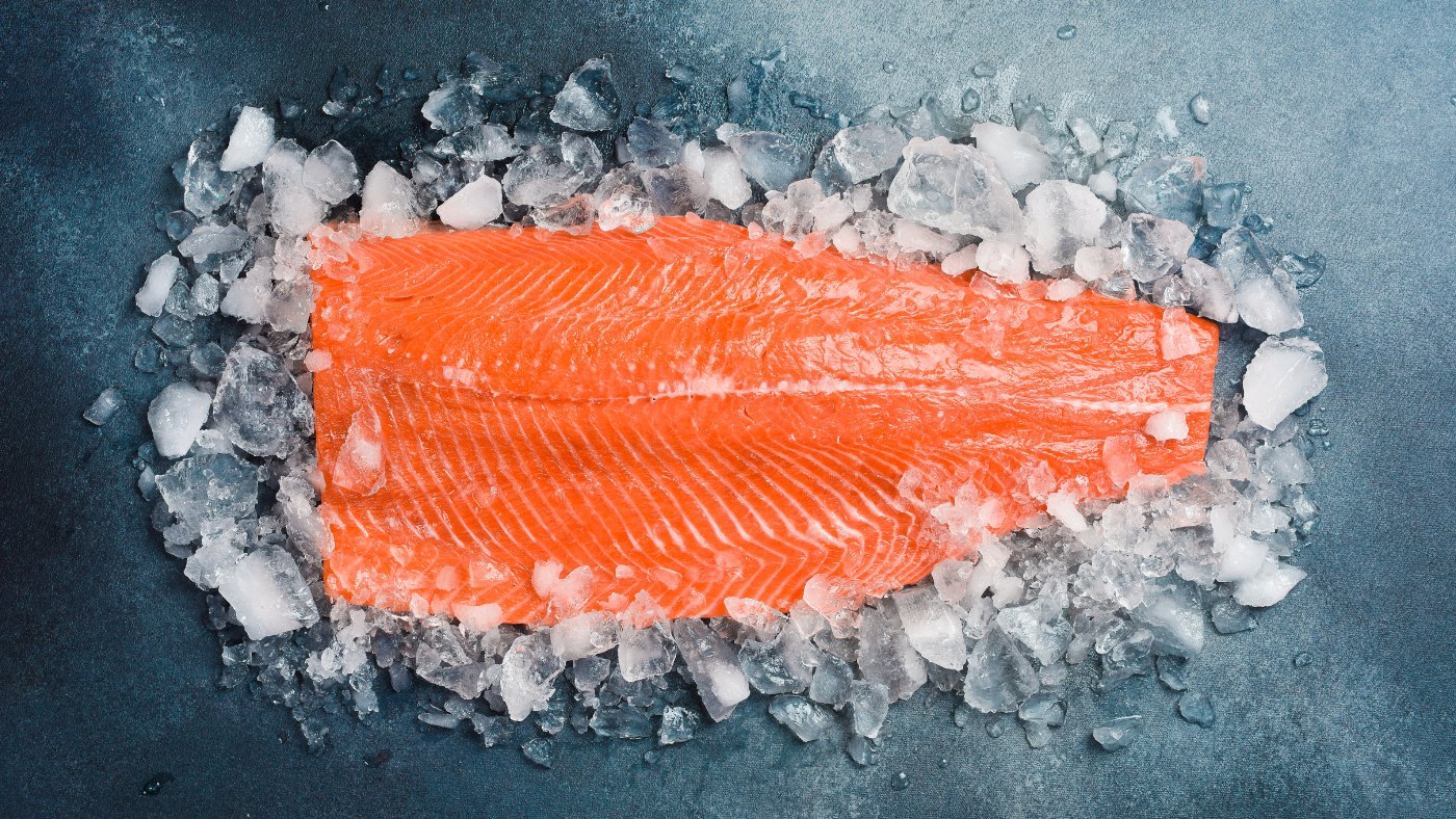 Salmon on ice