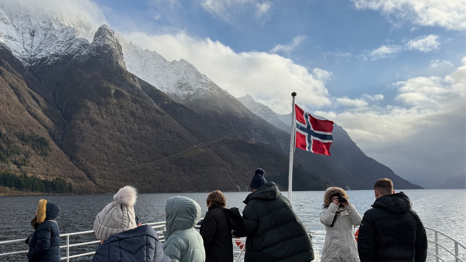 Tourists on a boat trip along Norway