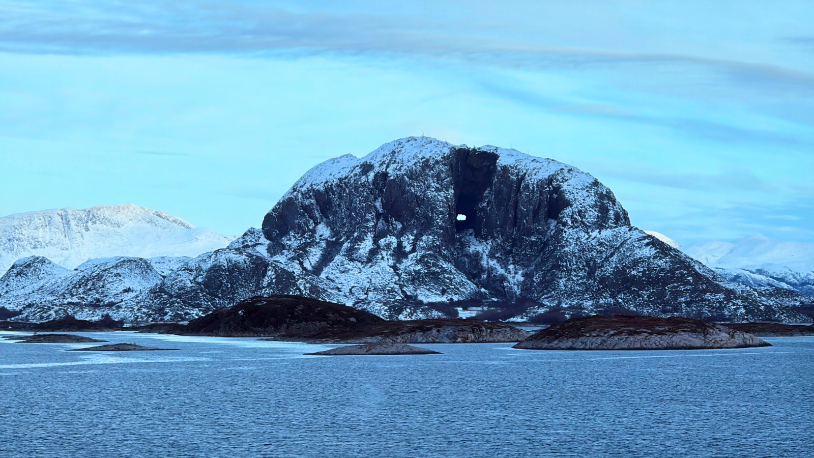 A view of Torghatten in November. Photo: David Nikel.