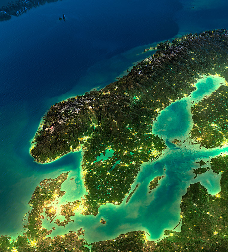 La Scandinavie la nuit