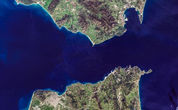 Vue satellite du détroit de Gibraltar, Maroc