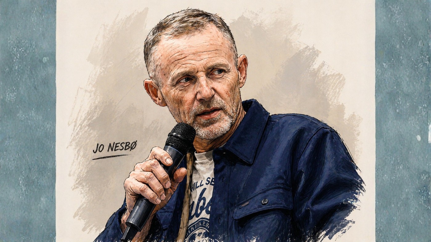Illustration of Norwegian crime fiction author Jo Nesbø.