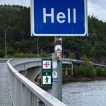 Panneau de signalisation de l'enfer en Norvège