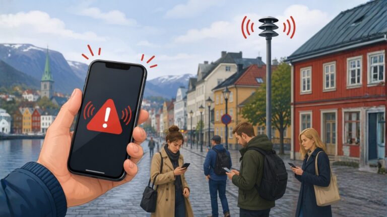 Illustration d’un système d’alerte d’urgence testé en Norvège.