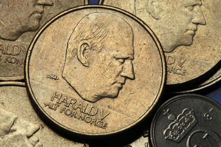 Le roi Harald sur une pièce de monnaie norvégienne